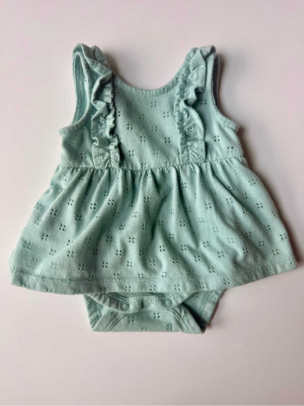 cloud island Mint Eyelet Ruffle Bodysuit Dress